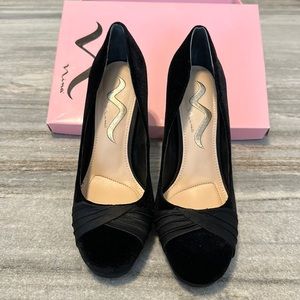Black velvet heels